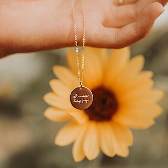Choose Happy Mantra Meditative Mini Charm Necklace - Picture 2 of 9